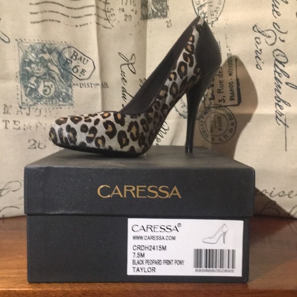 Caressa Black Peopard Print Pony pump - Picture 3 of 3